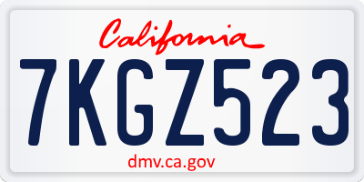 CA license plate 7KGZ523