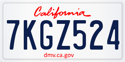 CA license plate 7KGZ524