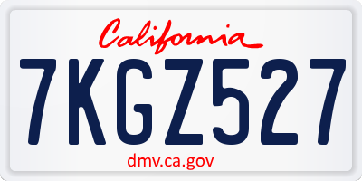 CA license plate 7KGZ527