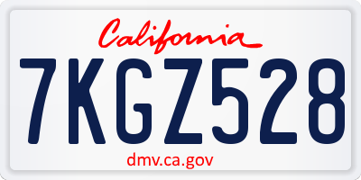 CA license plate 7KGZ528