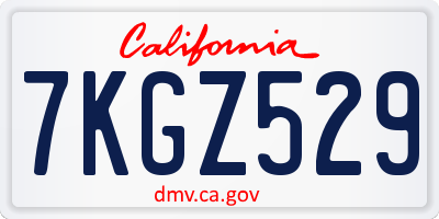 CA license plate 7KGZ529
