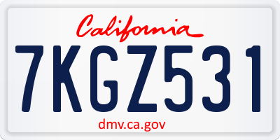 CA license plate 7KGZ531