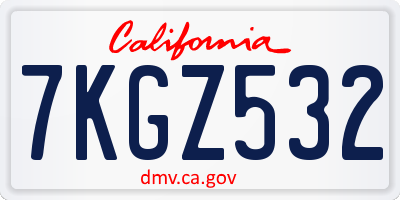 CA license plate 7KGZ532