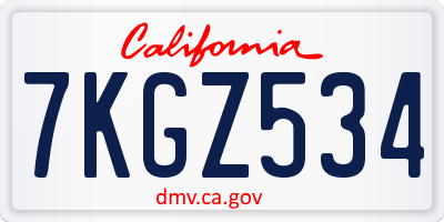 CA license plate 7KGZ534