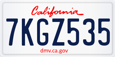 CA license plate 7KGZ535