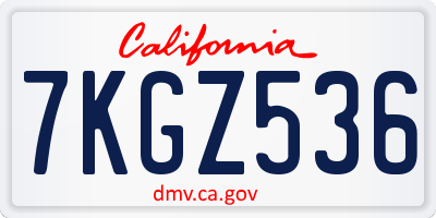 CA license plate 7KGZ536