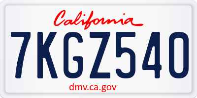 CA license plate 7KGZ540
