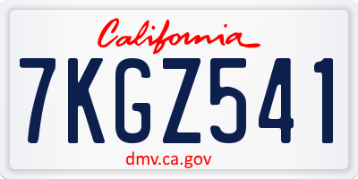 CA license plate 7KGZ541