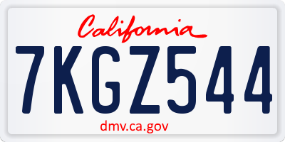 CA license plate 7KGZ544