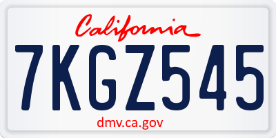 CA license plate 7KGZ545