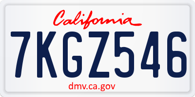 CA license plate 7KGZ546