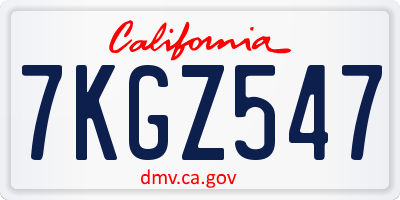 CA license plate 7KGZ547