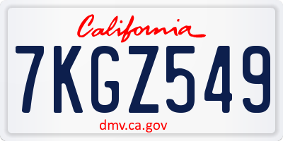 CA license plate 7KGZ549