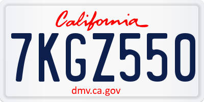 CA license plate 7KGZ550