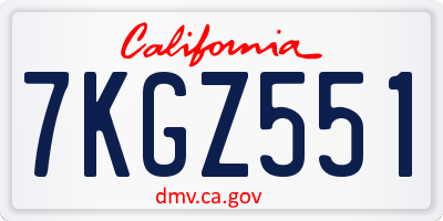 CA license plate 7KGZ551