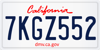 CA license plate 7KGZ552