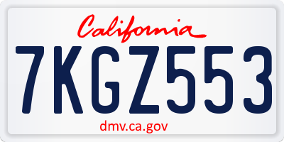 CA license plate 7KGZ553