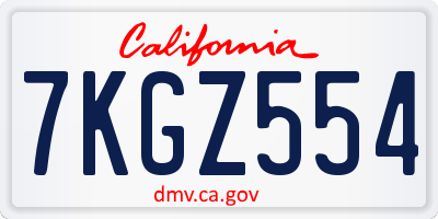 CA license plate 7KGZ554