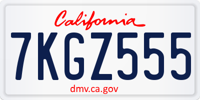 CA license plate 7KGZ555