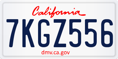 CA license plate 7KGZ556