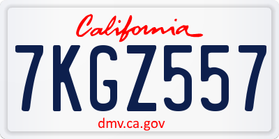 CA license plate 7KGZ557