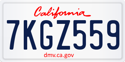 CA license plate 7KGZ559