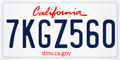 CA license plate 7KGZ560