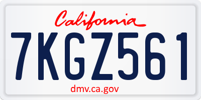 CA license plate 7KGZ561