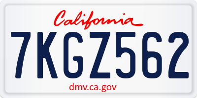 CA license plate 7KGZ562