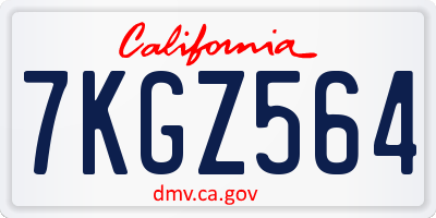 CA license plate 7KGZ564