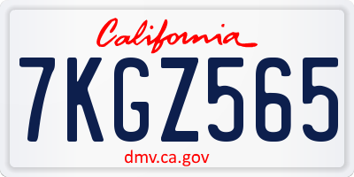 CA license plate 7KGZ565