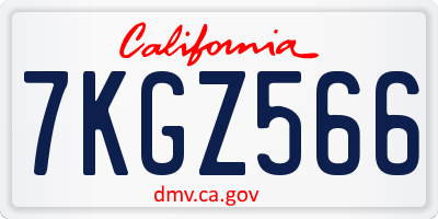CA license plate 7KGZ566