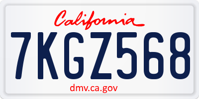 CA license plate 7KGZ568