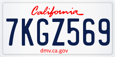 CA license plate 7KGZ569