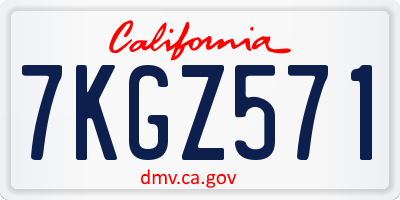 CA license plate 7KGZ571