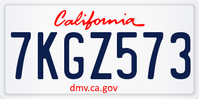 CA license plate 7KGZ573