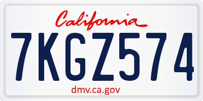 CA license plate 7KGZ574