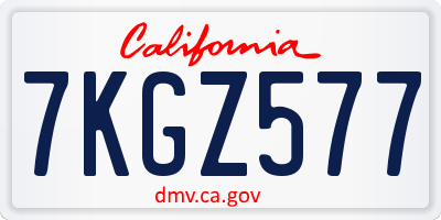 CA license plate 7KGZ577