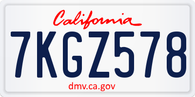 CA license plate 7KGZ578