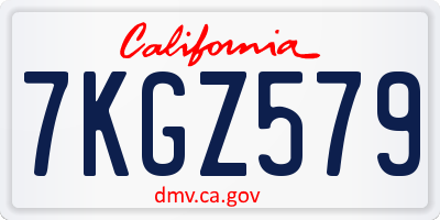 CA license plate 7KGZ579