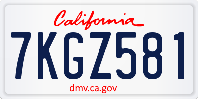 CA license plate 7KGZ581