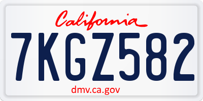 CA license plate 7KGZ582