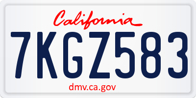 CA license plate 7KGZ583