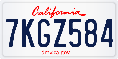 CA license plate 7KGZ584