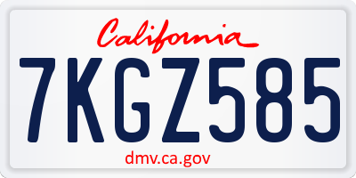 CA license plate 7KGZ585