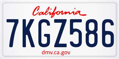 CA license plate 7KGZ586