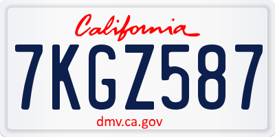 CA license plate 7KGZ587