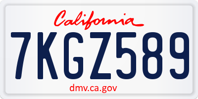CA license plate 7KGZ589