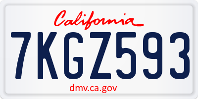 CA license plate 7KGZ593