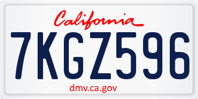 CA license plate 7KGZ596